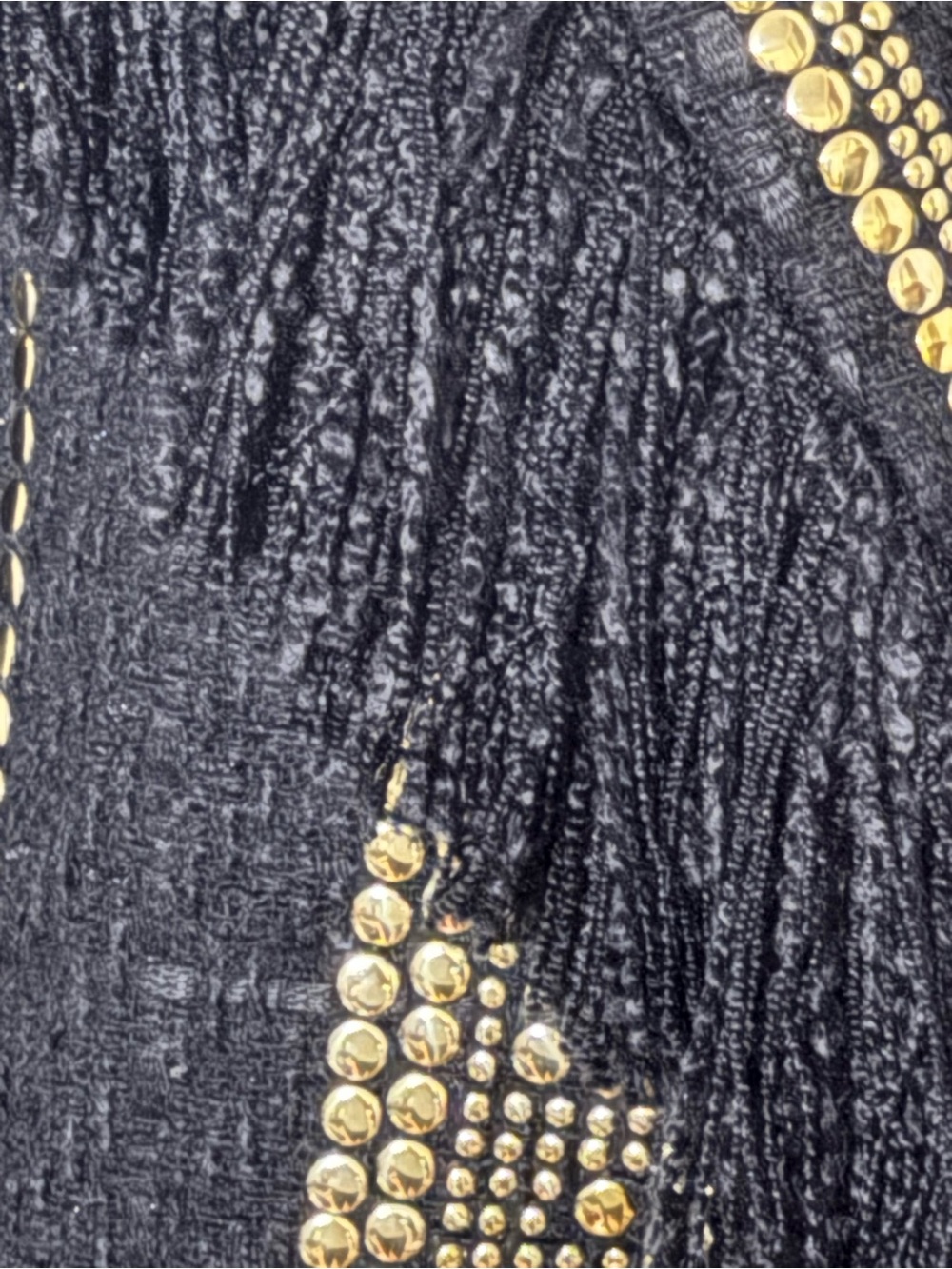 Black Fringe Blazer with Gold Stud Detailing - Picture 4 of 7